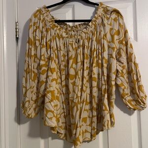 Yellow and White Women's Top